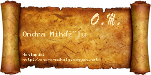 Ondra Mihály névjegykártya
